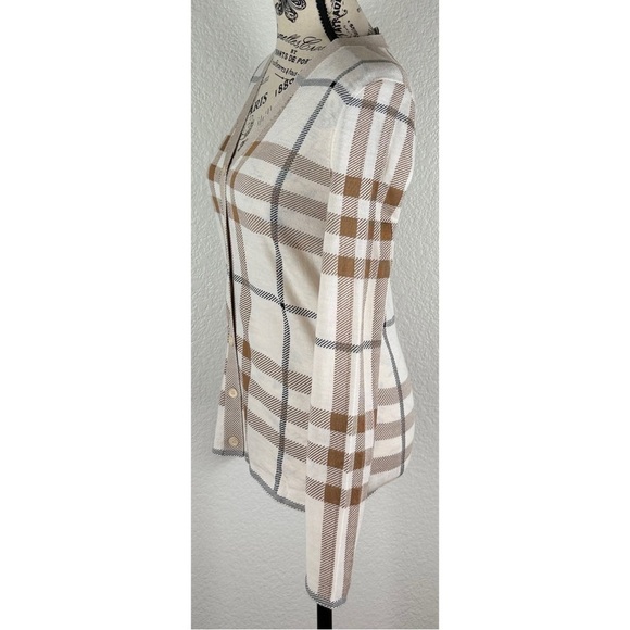 Burberry Ramana Check Wool-Silk Blend Cardigan Sweater, size XS - Picture 4 of 15